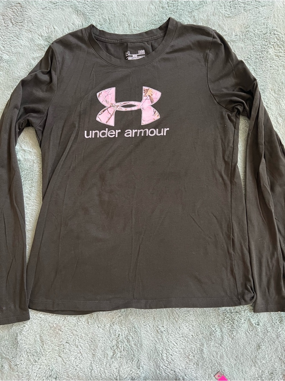 Under Armour Black Long Sleeve Tee with Pink Logo